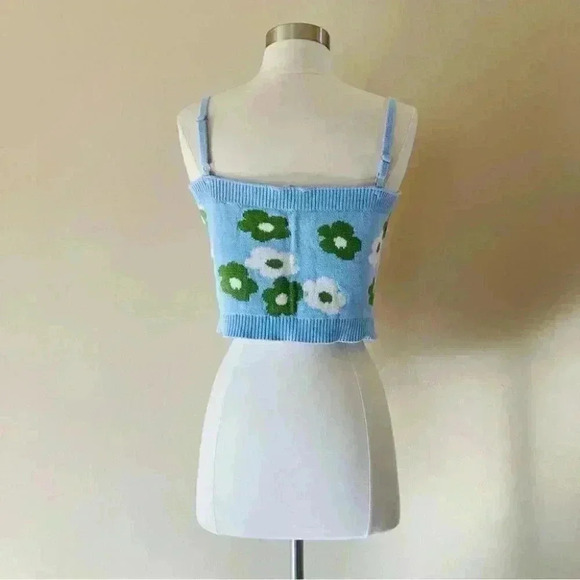 Callahan Meg Flower Power Cami Size Medium Baby Blue Floral EUC $172 - Picture 6 of 12